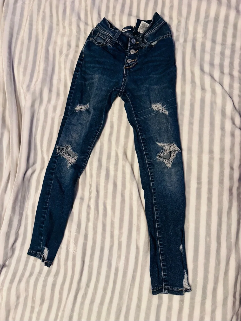 Old Navy Dark Blue Distressed Skinny Jeans